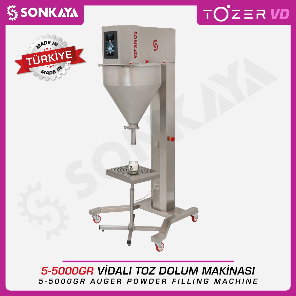 Tozer VD Vidalı Toz Dolum Makinası 5g-5000g