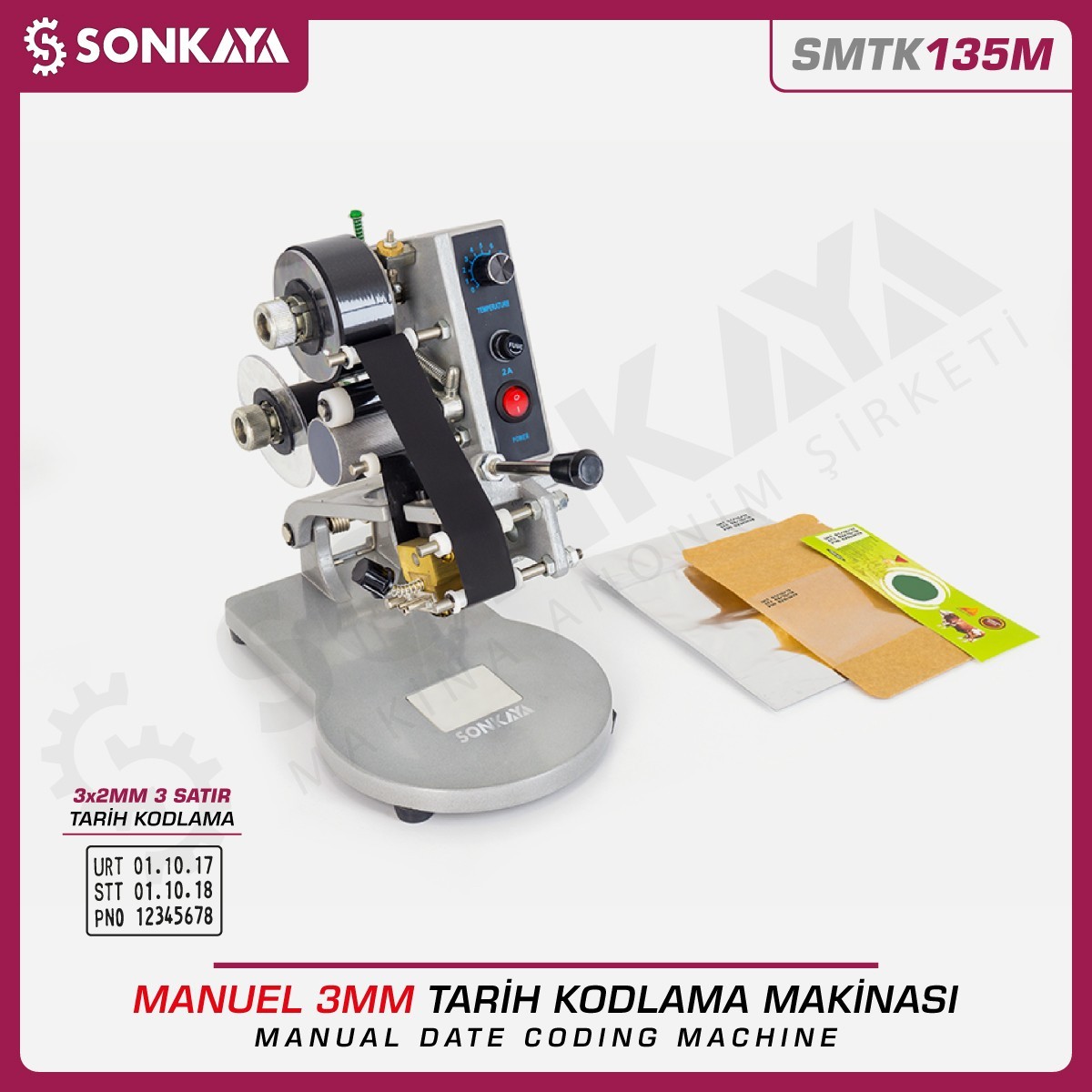 SMTK135M Manuel Tarih Kodlama Makinası 3 Satır