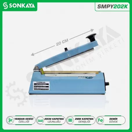SMPY202K 20cm Masaüstü Manuel Poşet Yapıştırma Makinası Kesicili
