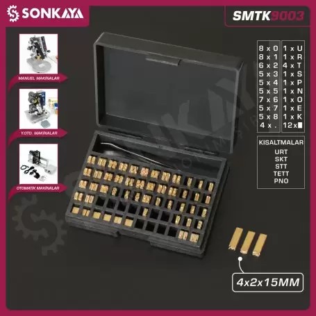 SMTK9003 Tarih Kodlama Pirinç Rakam ve Harf Seti 4mm