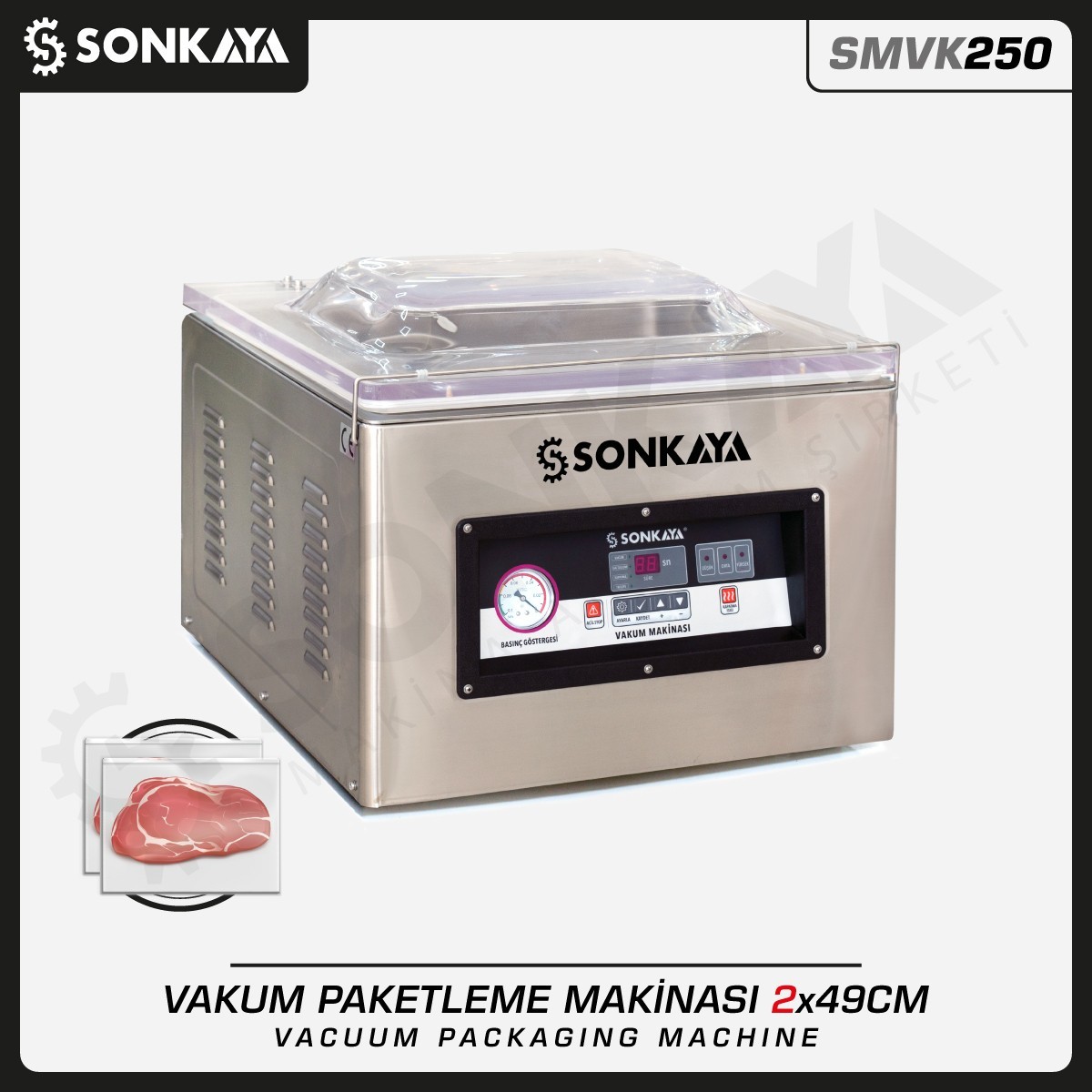 SMVK250 Vakum Makinası Çift Çeneli 2x49cm 10mm