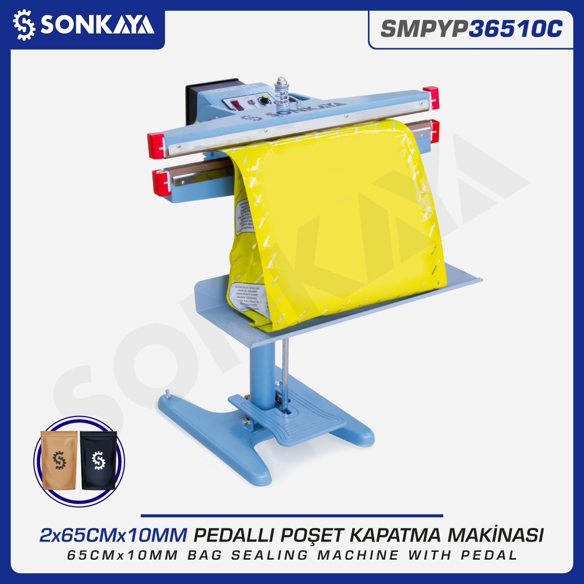 SMPYP36510C Foot Pedal Bag Sealing Machine Double Seal 65CM 10MM