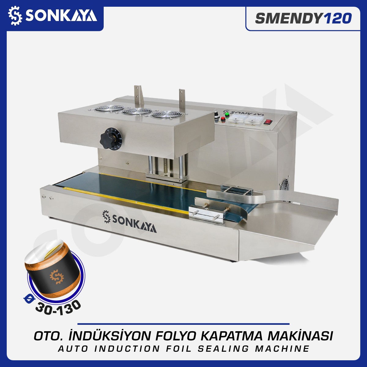 SMENDY120 30-130mm Yarı Otomatik İndüksiyon Folyo Kapatma Makinası