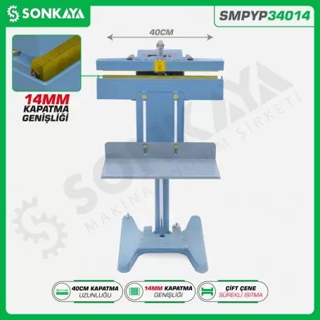 SMPYP34014 Pedallı Poşet Yapıştırma Makinası 2 Çene 40CM 14MM