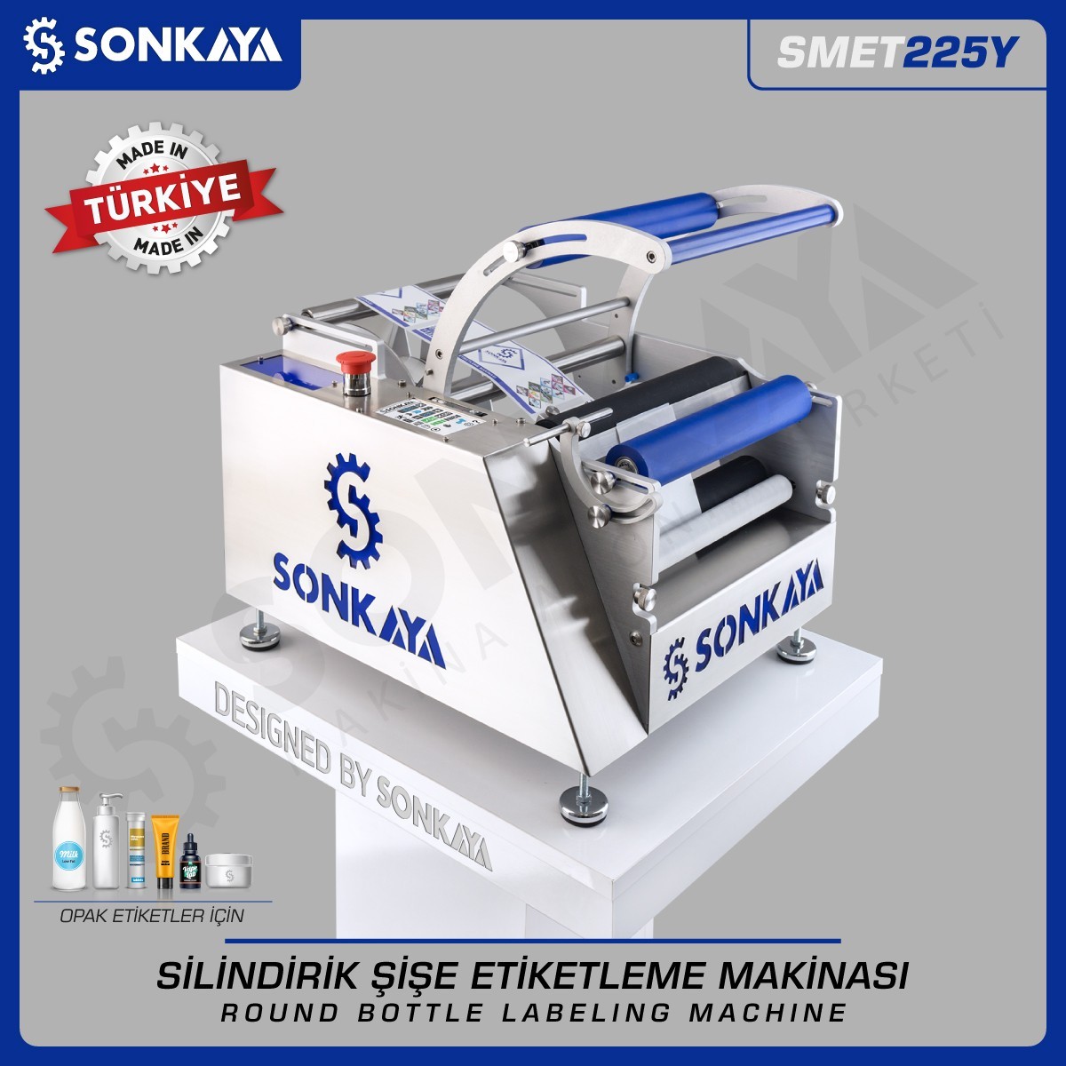 SMET225Y Yarı Otomatik Silindirik Şişe Etiketleme Makinası