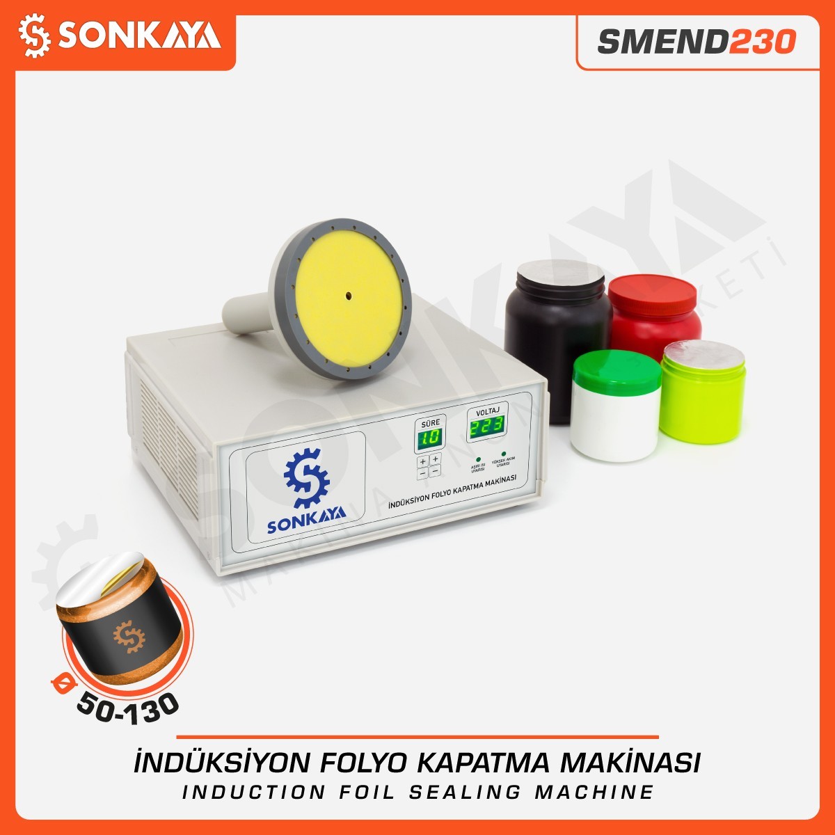 SMEND230 50-130mm Manual Induction Foil Bottle Lid Sealing Machine