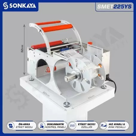 SMET225YS Yarı Otomatik Şeffaf Etiket Şişe Etiketleme Makinası