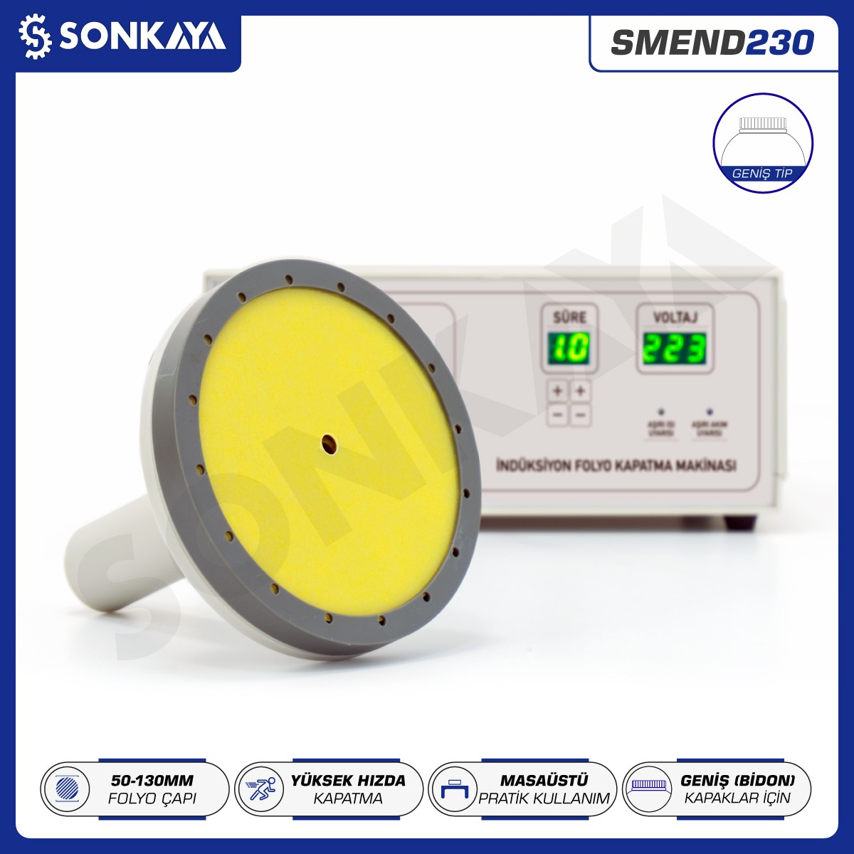 SMEND230 50-130mm Manual Induction Foil Bottle Lid Sealing Machine