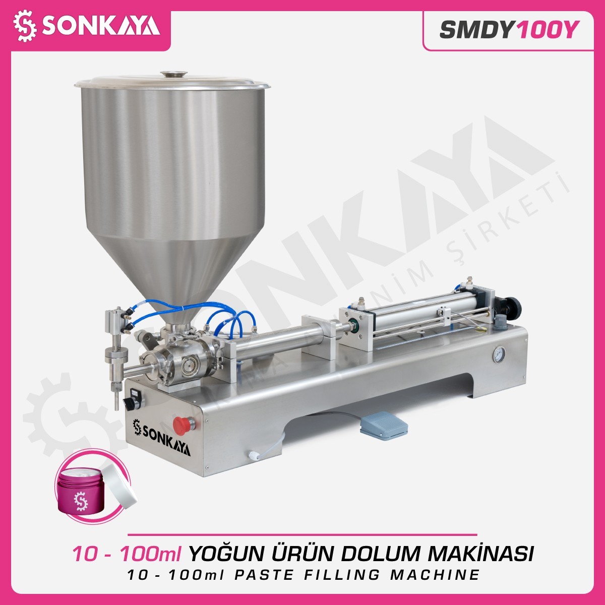 SMDY100Y 100ml Yarı Otomatik Yoğun Ürün Dolum Makinası