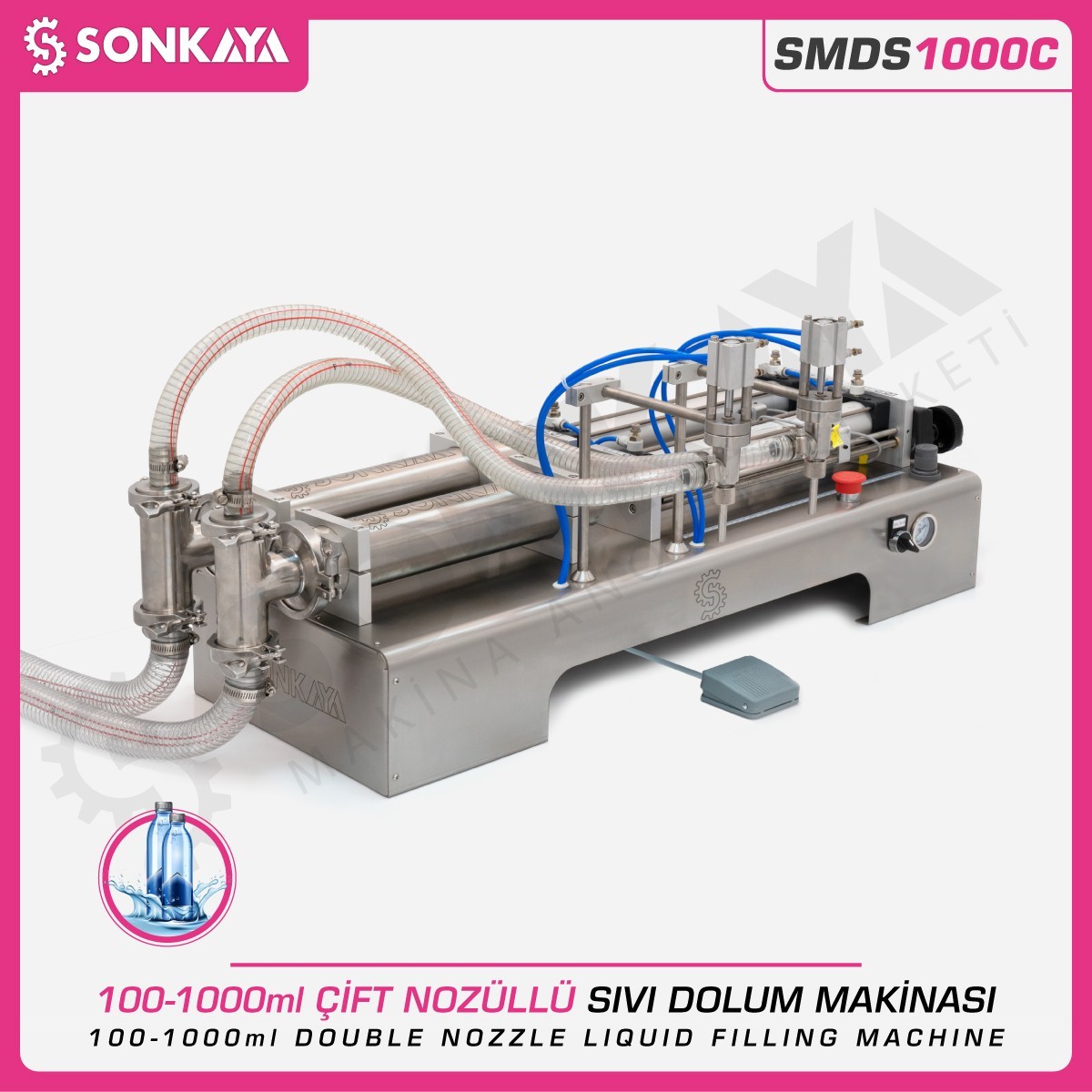 SMDS1000C 1000ml Çift Nozullu Sıvı Dolum Makinası