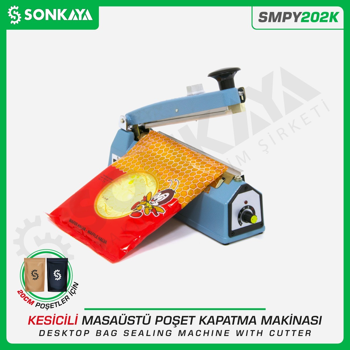 SMPY202K 20cm Desktop Manual Bag Sealing Machine with Cutter