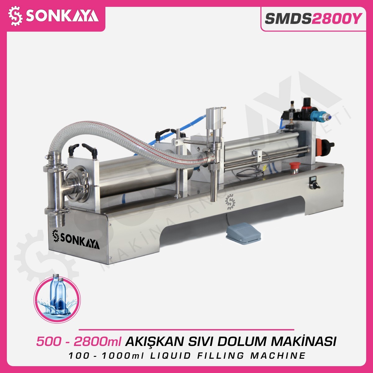 SMDS2800Y 500-2800ml Semi-Automatic Liquid Filling Machine