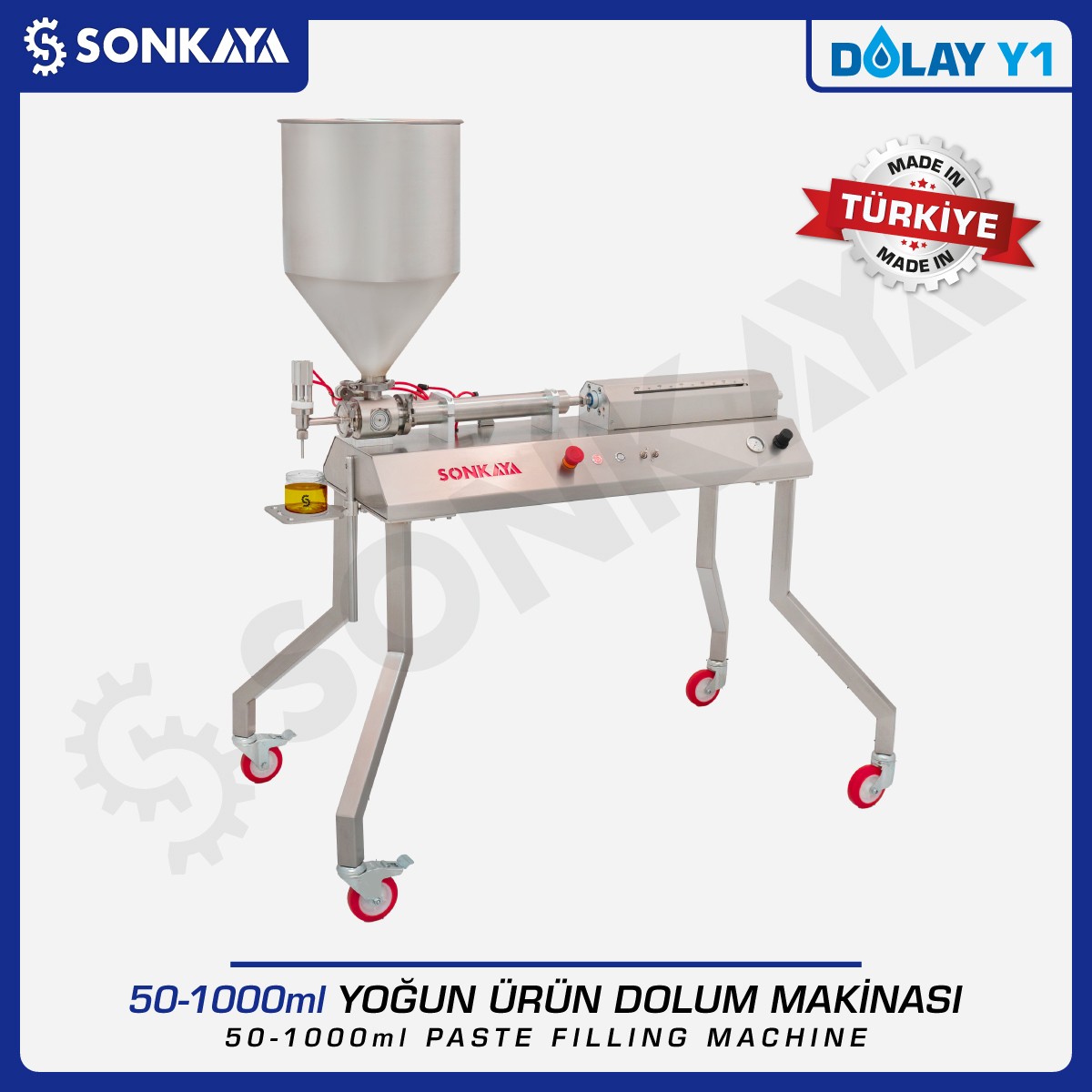 Dolay Y1 1000ml Yarı Otomatik Yoğun Ürün Dolum Makinası