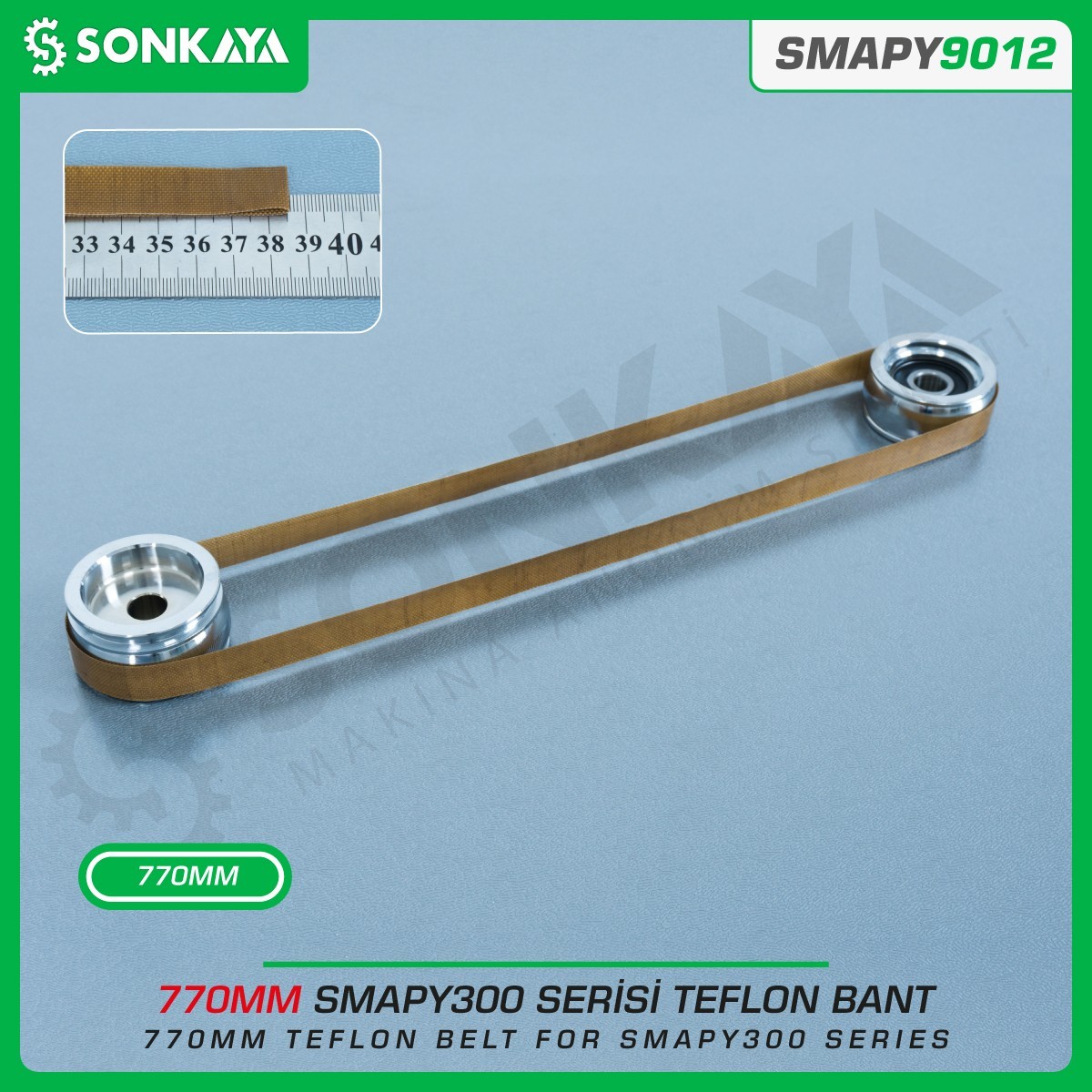 SMAPY9012 Konveyörlü Poşet Ağzı Kapatma Makinası Teflon Bantı 770 mm