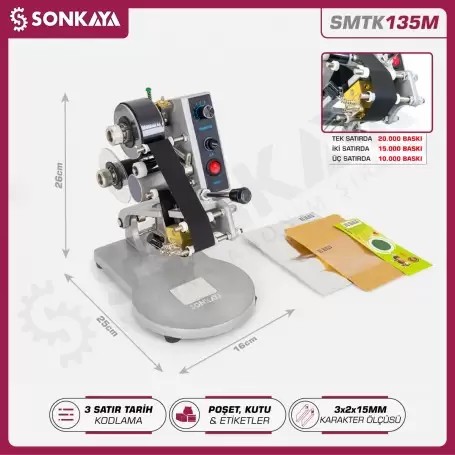 SMTK135M Manuel Tarih Kodlama Makinası 3 Satır