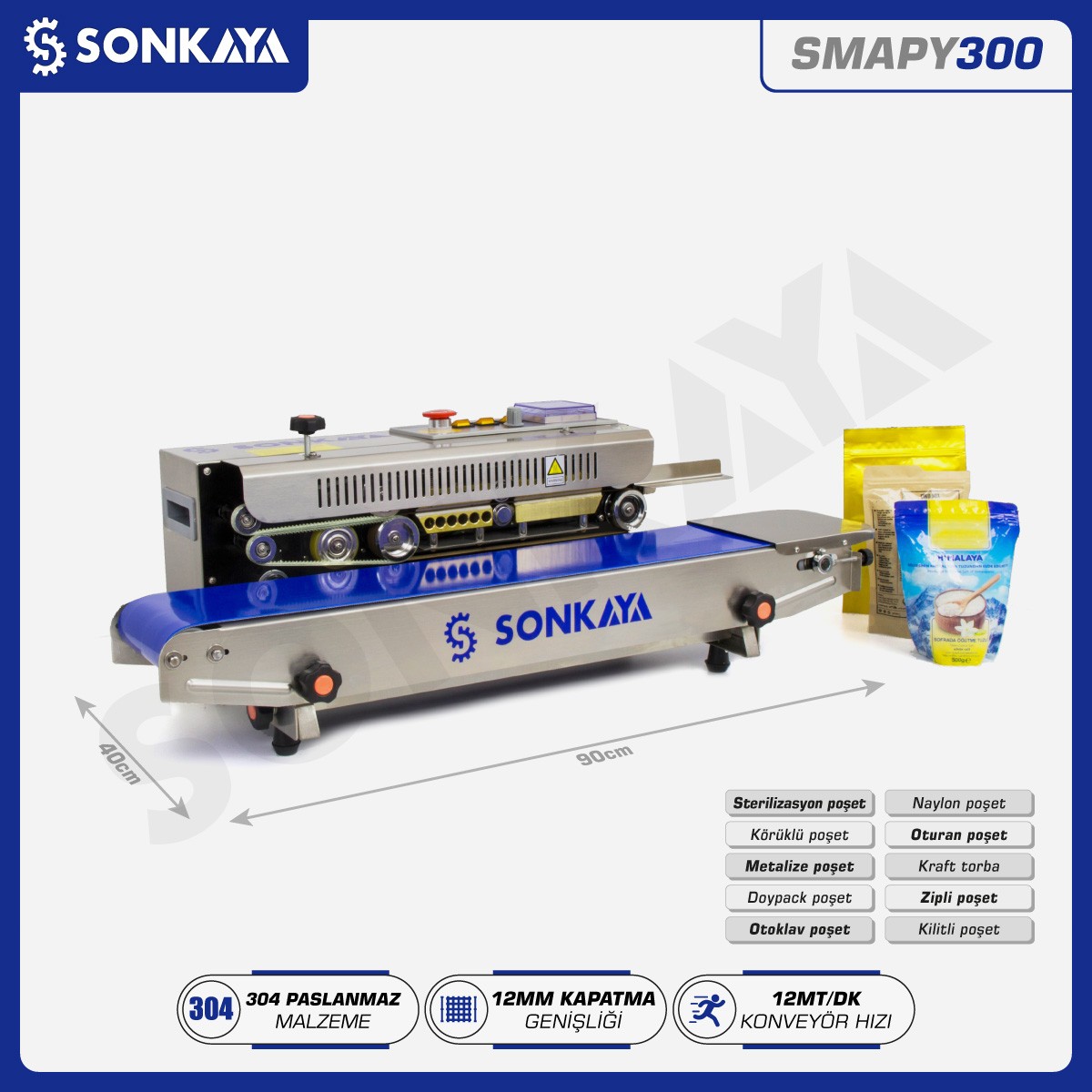 SMAPY300 Konveyörlü Poşet Ağzı Kapatma Makinası