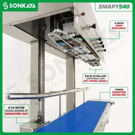 SMAPY540 Tarih Kodlamalı Büyük Poşet Çuval Kapatma Makinası