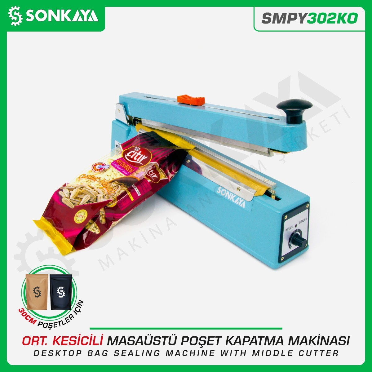 SMPY302KO 30cm Desktop Manual Bag Sealing Machine with Medium Cutter