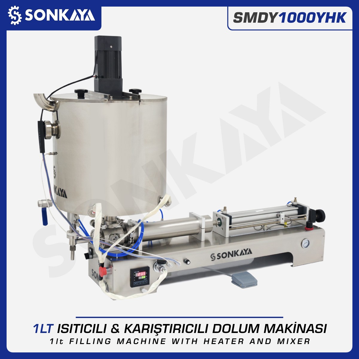 SMDY1000YHK 1 Litre Yarı Otomatik Isıtıcılı Karıştırıcılı Dolum Makinası