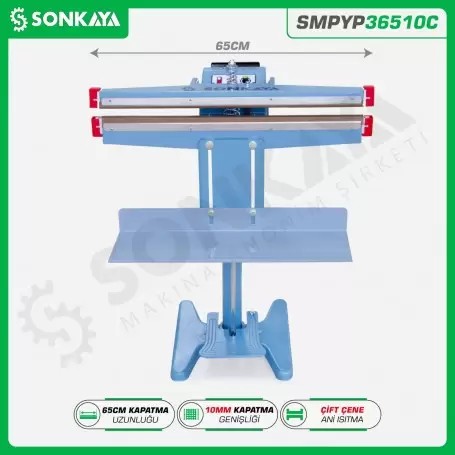 SMPYP36510C Pedallı Poşet Kapatma Makinası Çift Çeneli 65CM 10MM