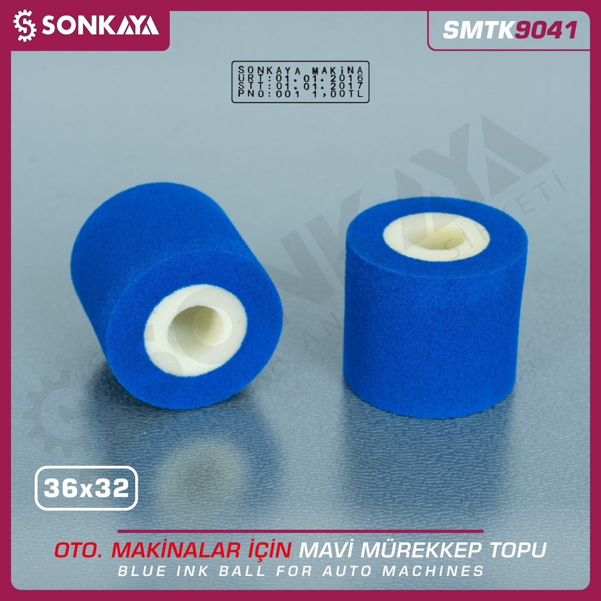 SMTK9041 Tarih Kodlama Makinası Mürekkep Topu Mavi 36x32mm