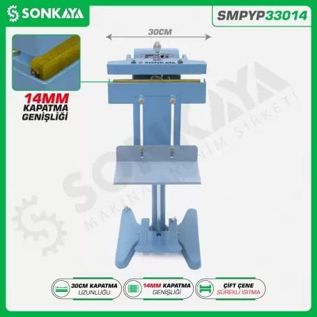 SMPYP33014 Pedallı Poşet Yapıştırma Makinası 2 Çene 30CM 14MM