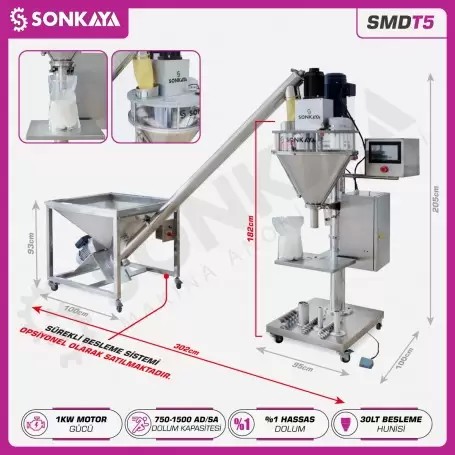 SMDT5 Vidalı Toz Dolum Makinası 5g-5000g