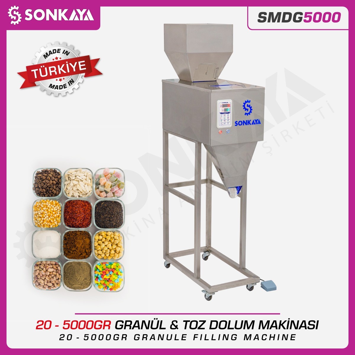 SMDG5000Y 20-5000g Semi-Automatic Granule & Powder Filling Machine