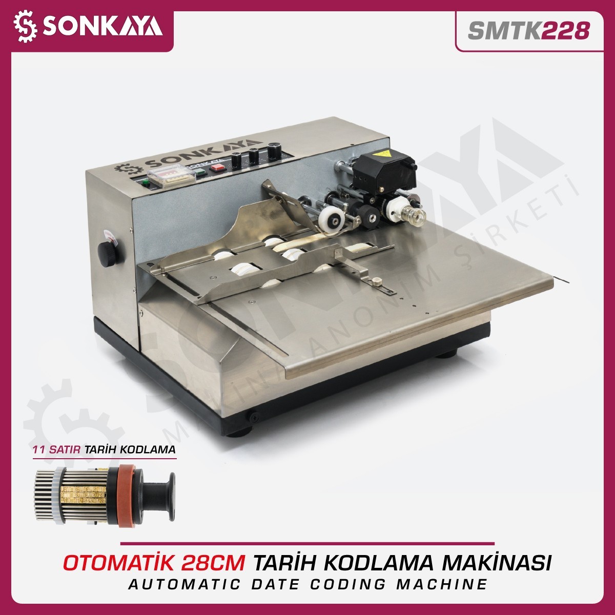 SMTK228 Otomatik Tarih Kodlama Makinası 11 Satır 28cm