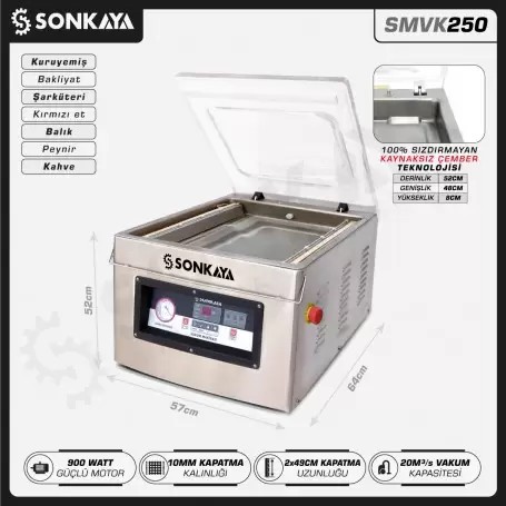 SMVK250 Vacuum Bag Sealing Machine Double Bar 2x49cm 10mm