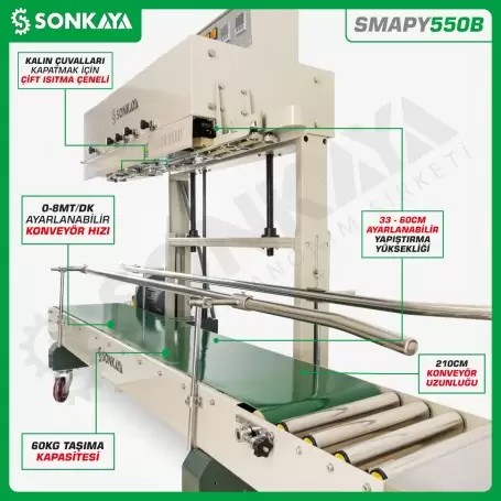 SMAPY550B Tarih Kodlamalı Büyük Poşet Çuval Kapatma Makinası