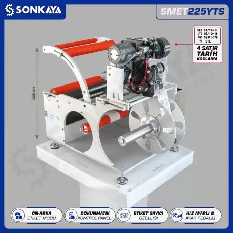 SMET225YTS Yarı Otomatik Şeffaf Etiket Şişe Etiketleme Makinası 4 Satır Kodlamalı