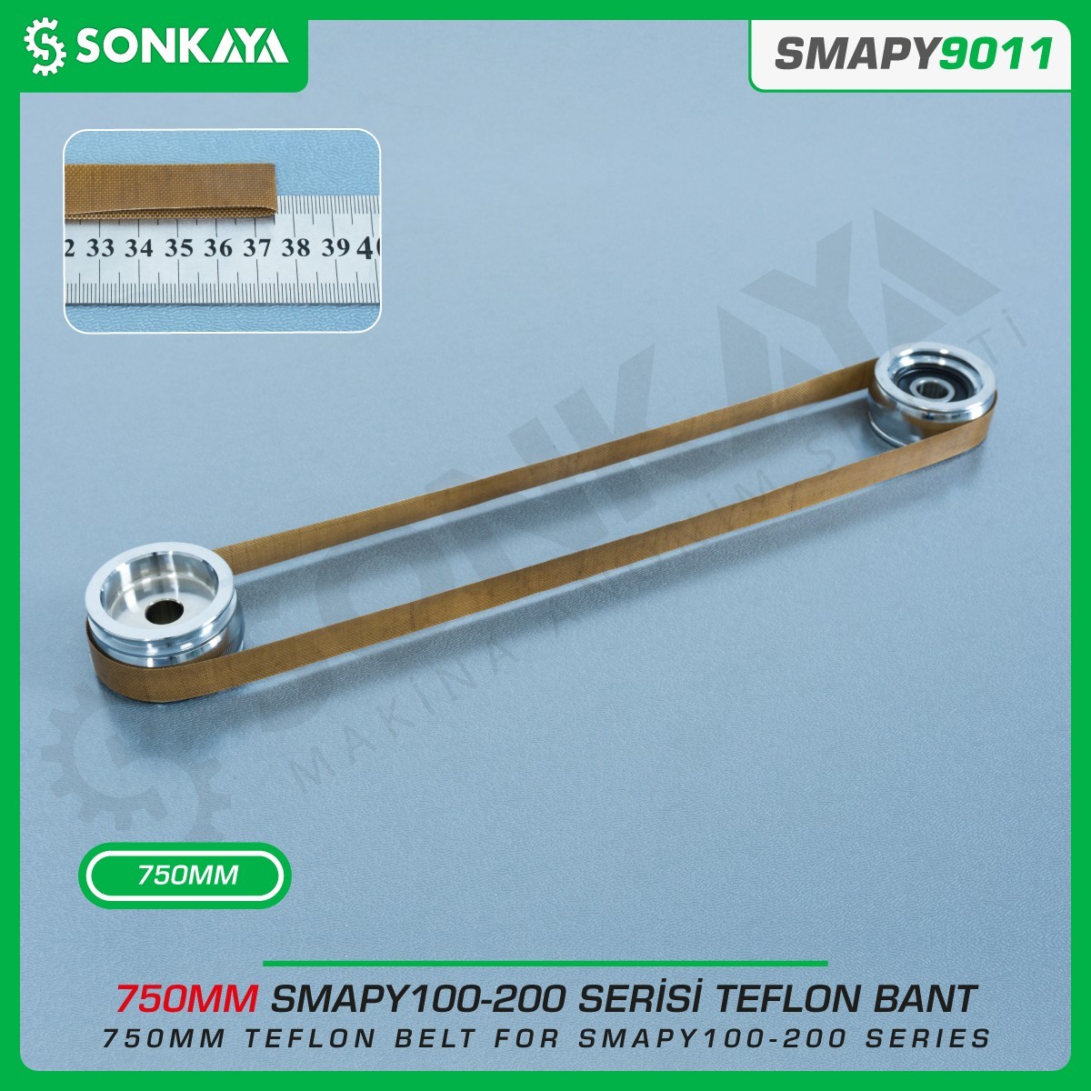 SMAPY9011 Konveyörlü Poşet Ağzı Kapatma Makinası Teflon Bantı 750 mm