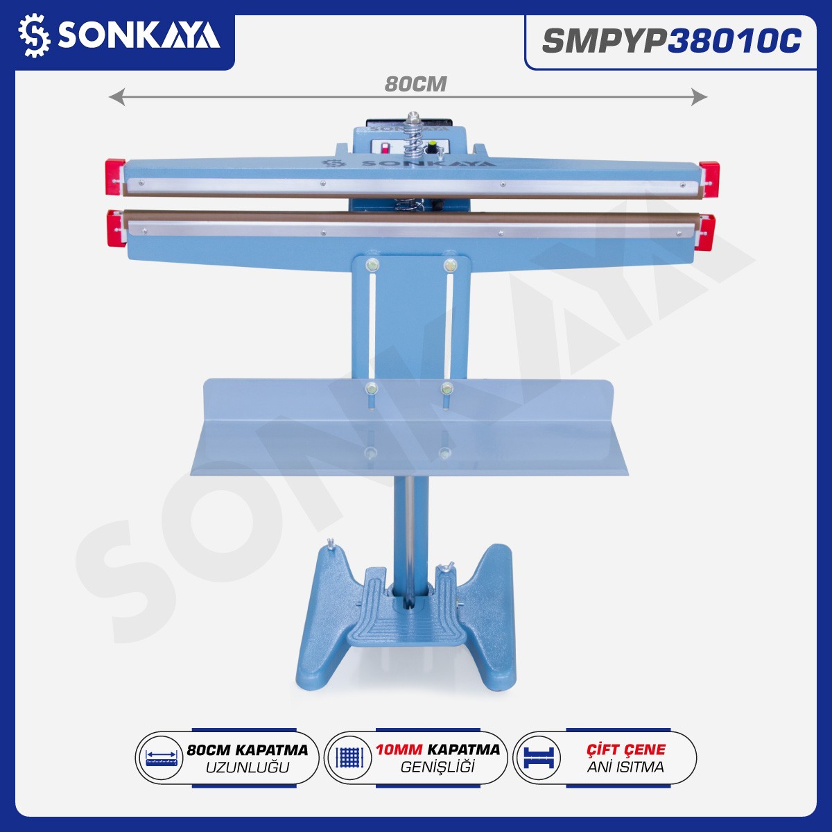 SMPYP38010C Foot Pedal Bag Sealing Machine Double Seal 80 CM 10MM