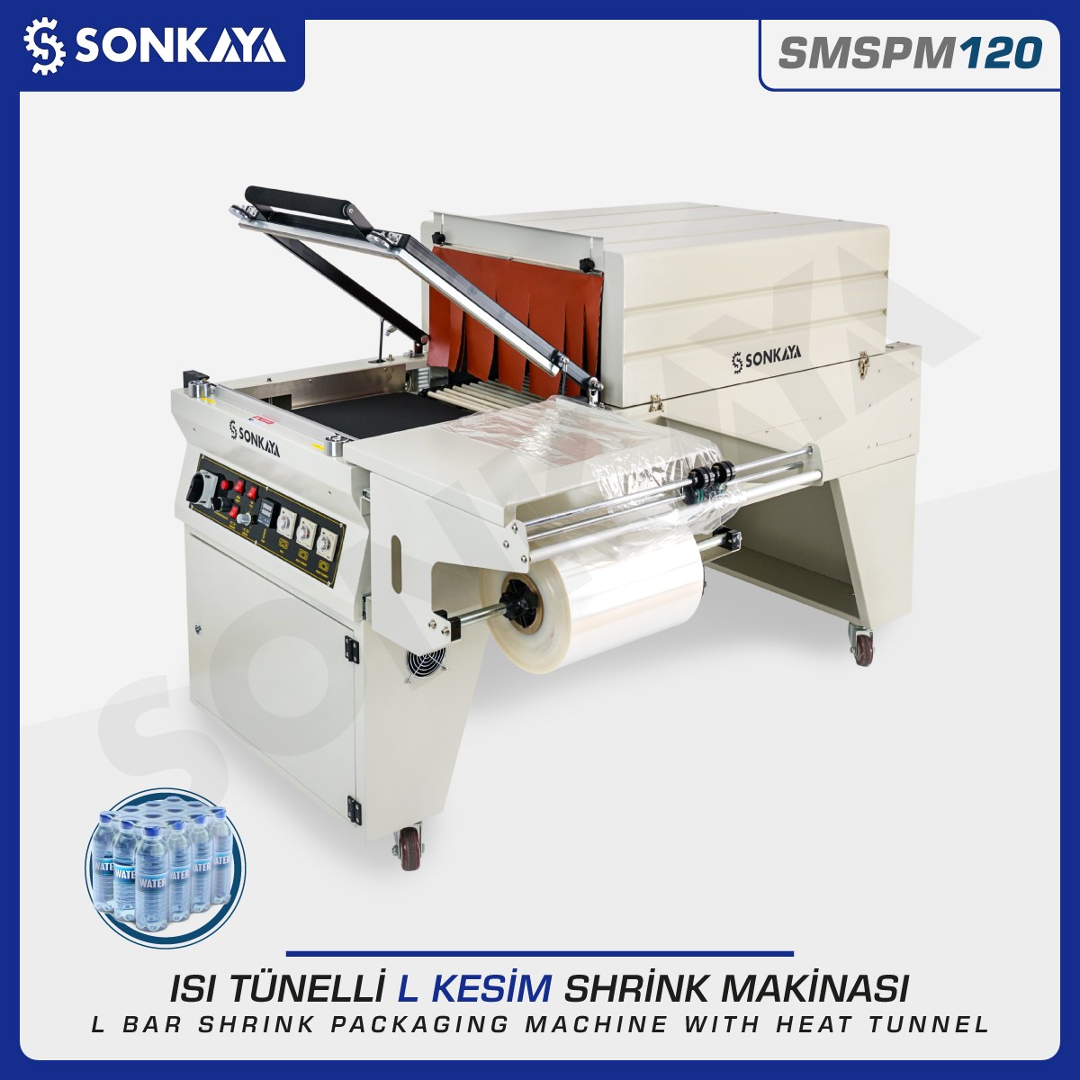 SMSPM120 Isı Tünelli L Kesim Shrink Makinası 50x40cm