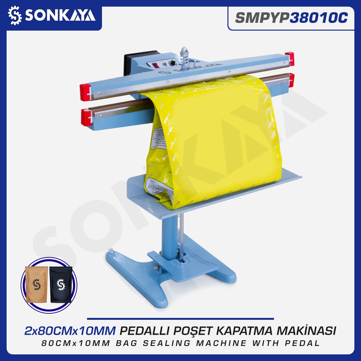 SMPYP38010C Foot Pedal Bag Sealing Machine Double Seal 80 CM 10MM