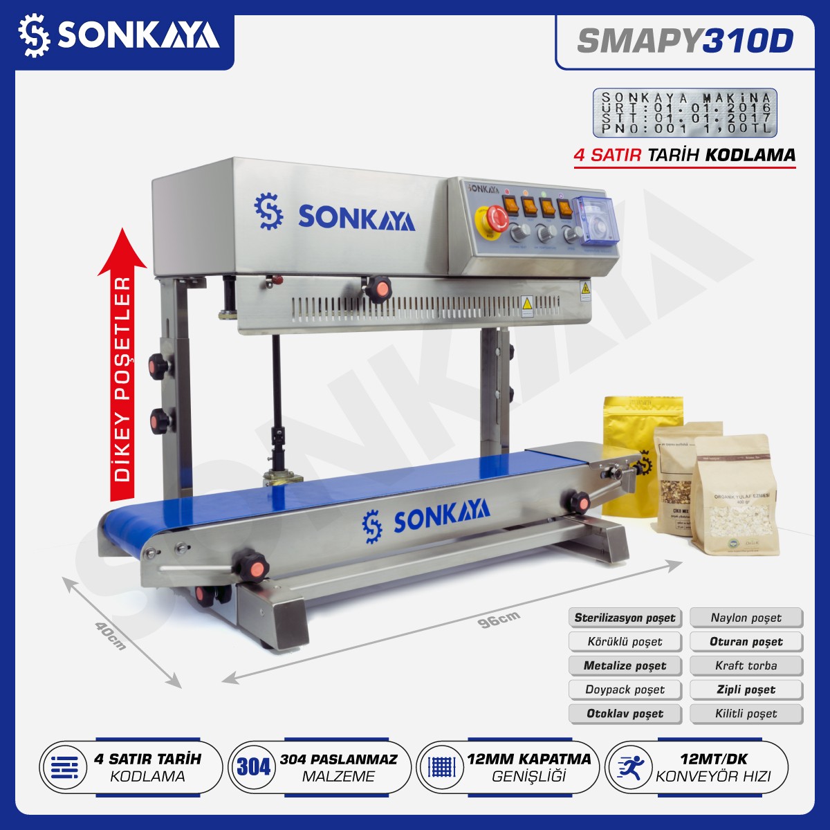 SMAPY310D Automatic Continuous Vertical Bag Sealing Machine With Date Coder