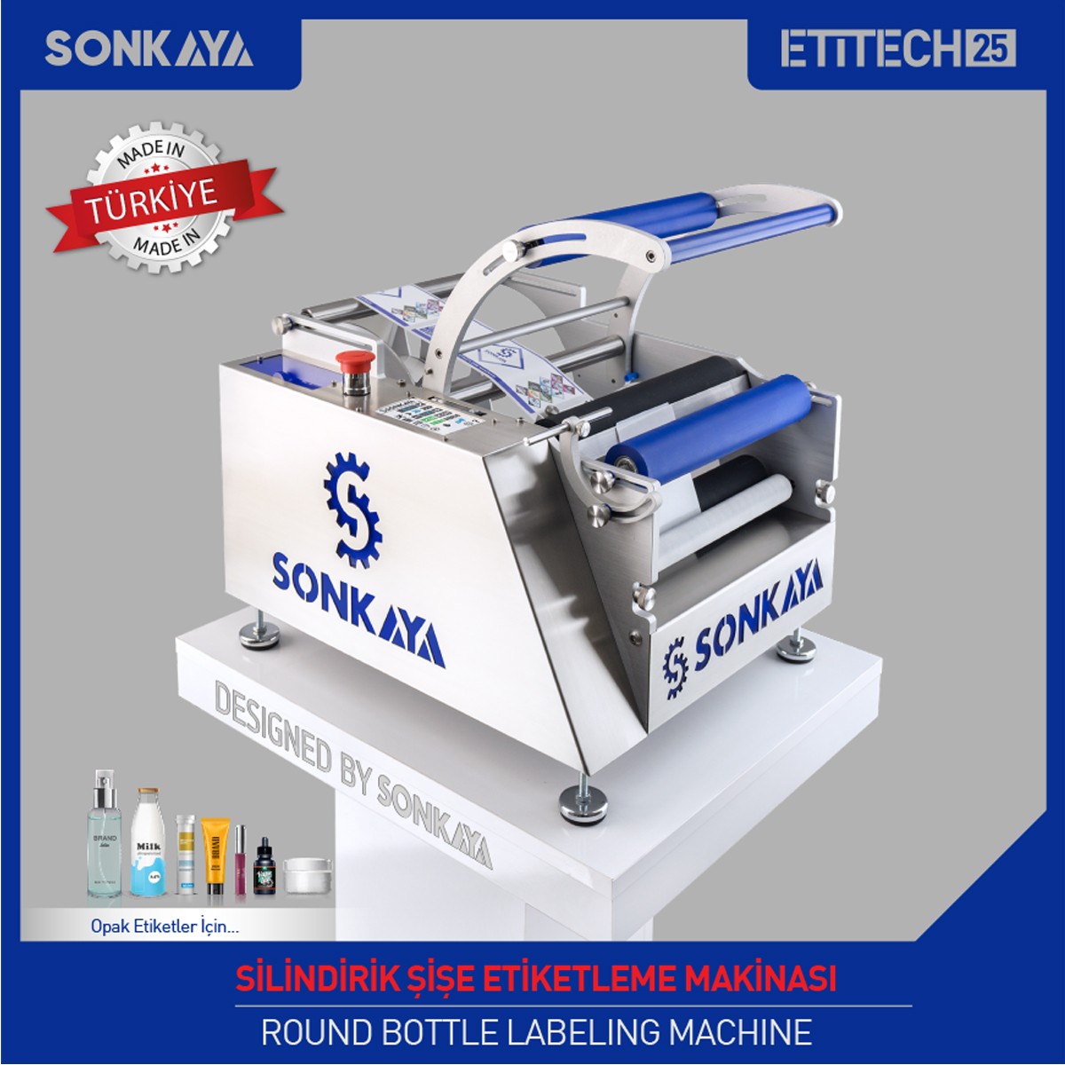 Etitech 25 Yarı Otomatik Silindirik Şişe Etiketleme Makinası