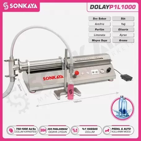 DOLAY P1L1000 Masaüstü Sıvı Dolum Makinası 1000ml