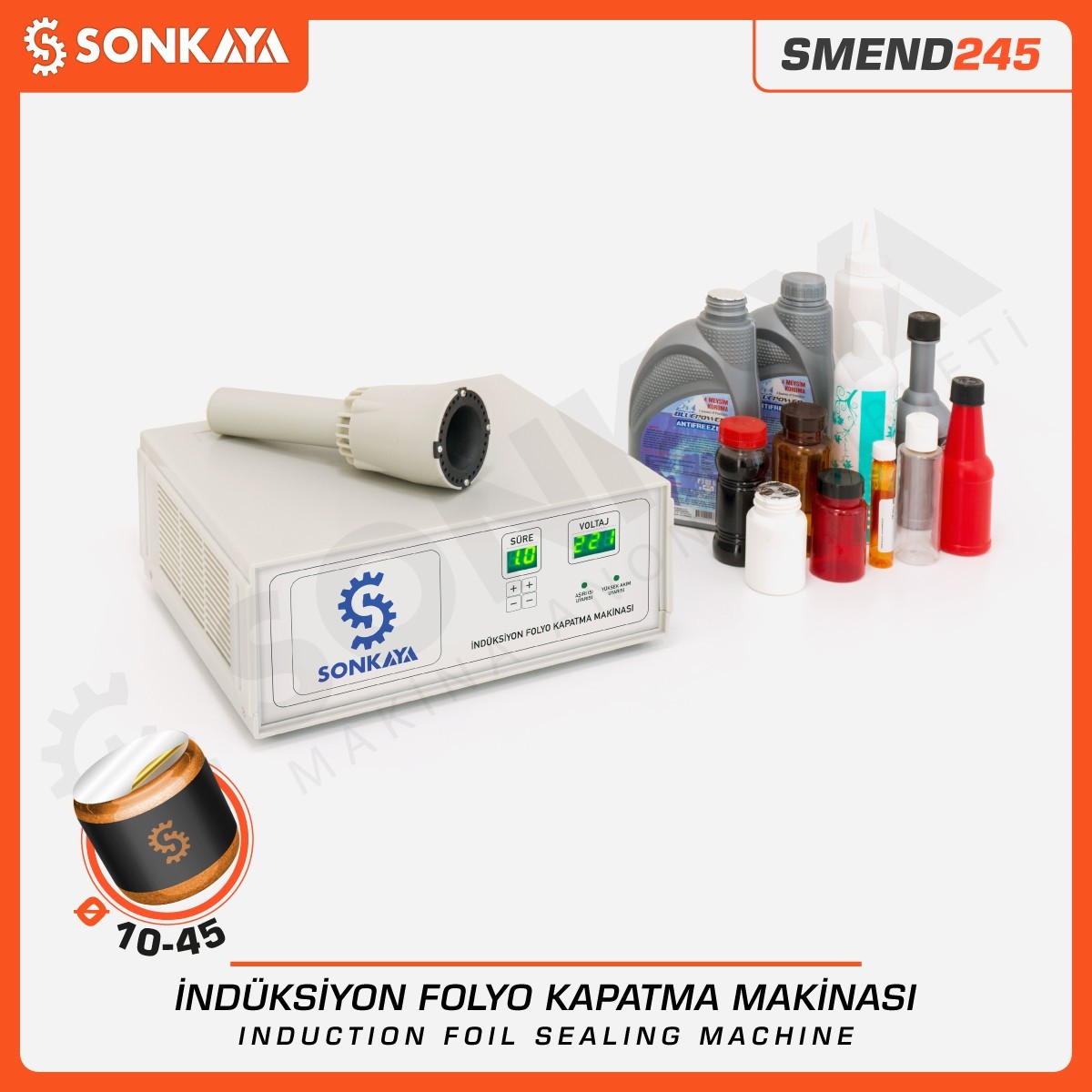 SMEND245 10-45mm Manual Induction Foil Bottle Lid Sealing Machine