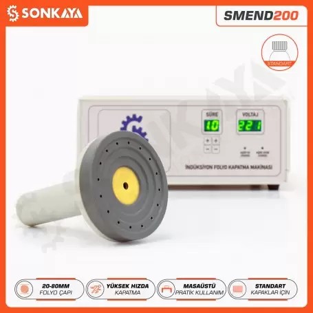 SMEND200 20-80mm Manuel İndüksiyon Emniyet Bandı Folyosu Şişe Kapatma Yapıştırma Makinası