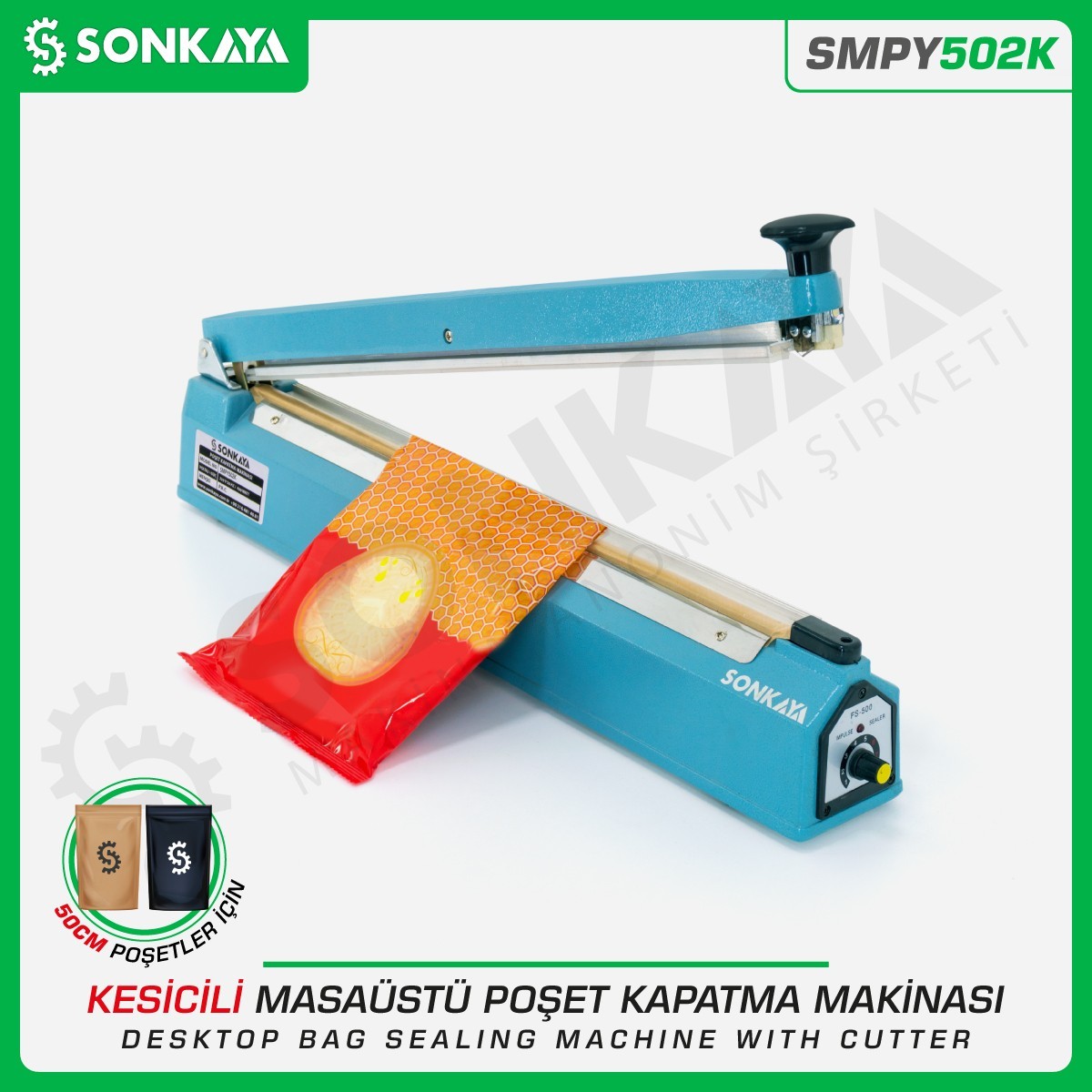 SMPY502K 50cm Desktop Manual Bag Sealing Machine with Cutter