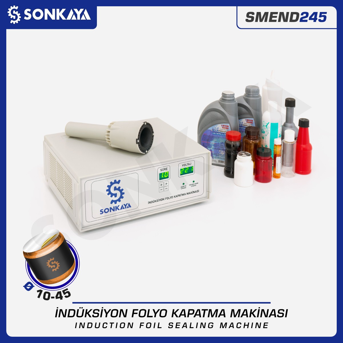 SMEND245 10-45mm Manual Induction Foil Bottle Lid Sealing Machine