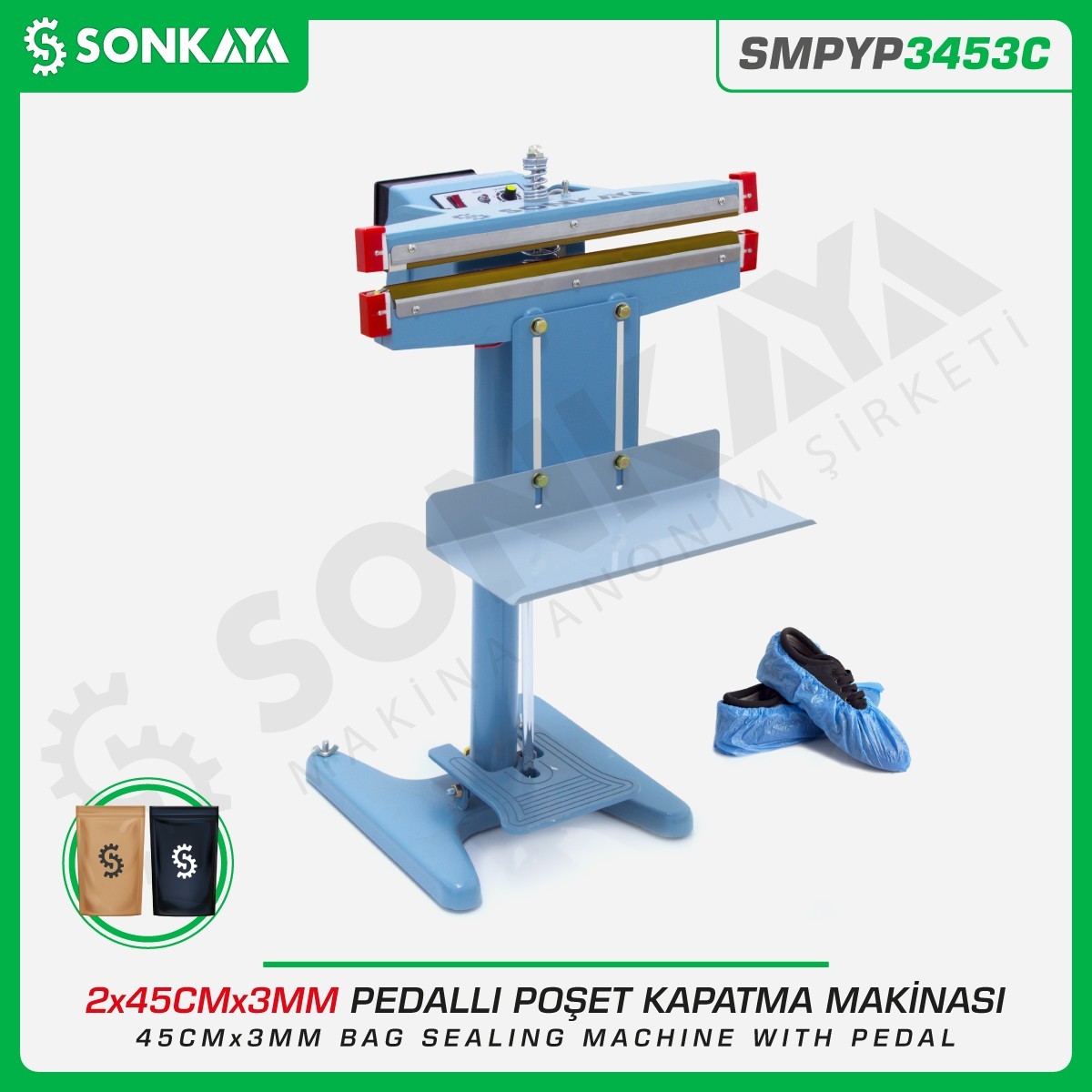 SMPYP3453C Galoş Üretim Makinası Çift Çeneli 45CM 3MM