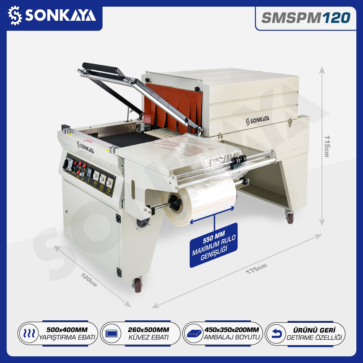 SMSPM120 L-Cutting Shrink Packaging Machine with Heat Tunnel 50x40cm