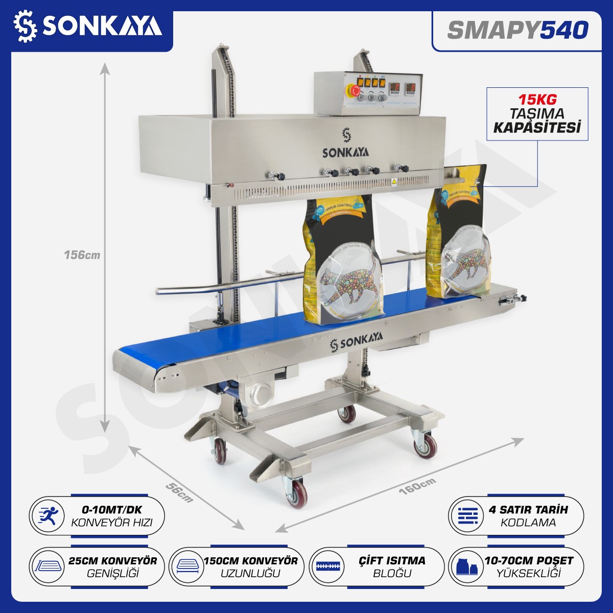 SMAPY540 Tarih Kodlamalı Büyük Poşet Çuval Kapatma Makinası