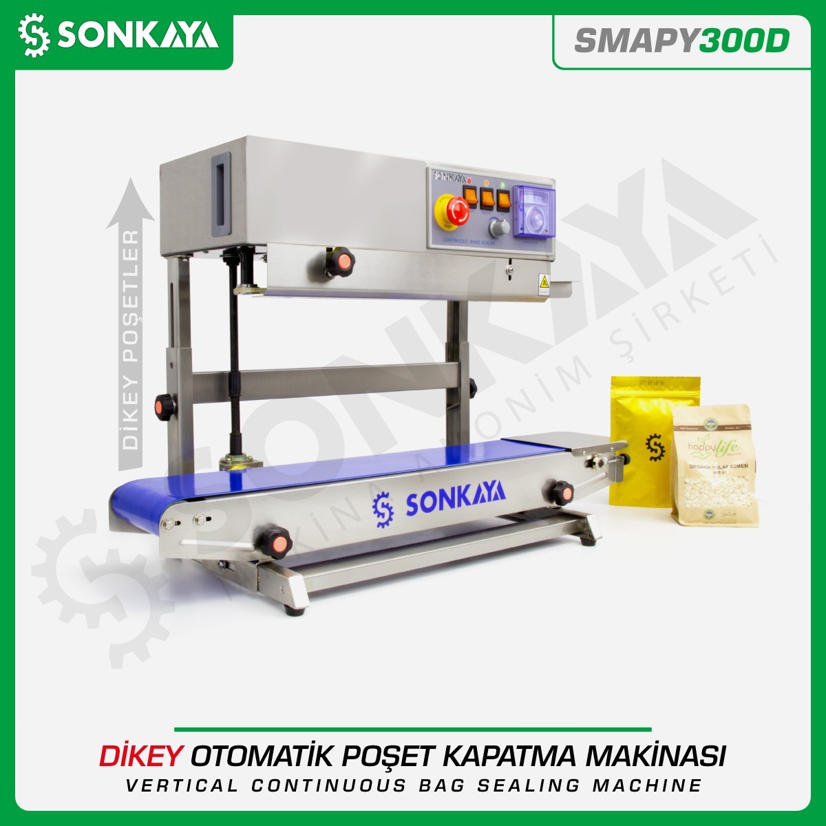 SMAPY300D Konveyörlü Dikey Poşet Ağzı Kapatma Makinası