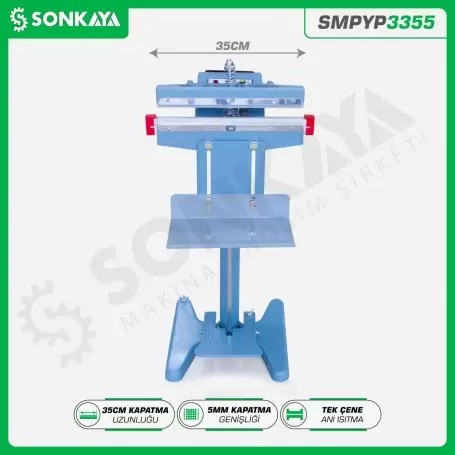 SMPYP3355 Pedallı Poşet Ağzı Kapatma Makinası 35CM 5MM