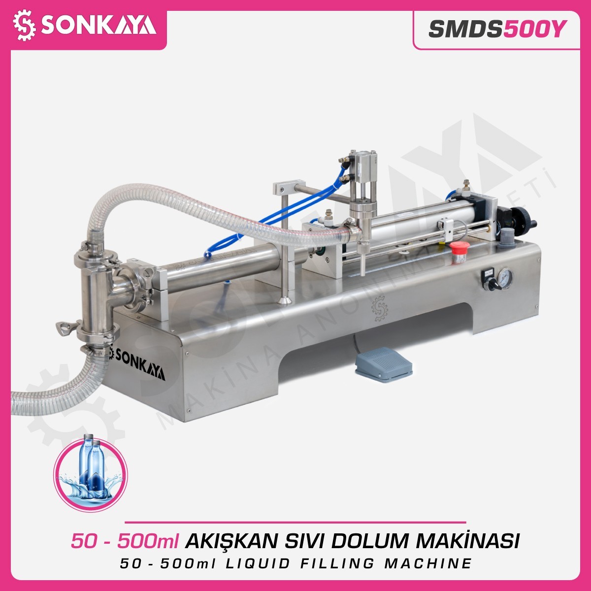 SMDS500Y 500ml Yarı Otomatik Sıvı Dolum Makinası