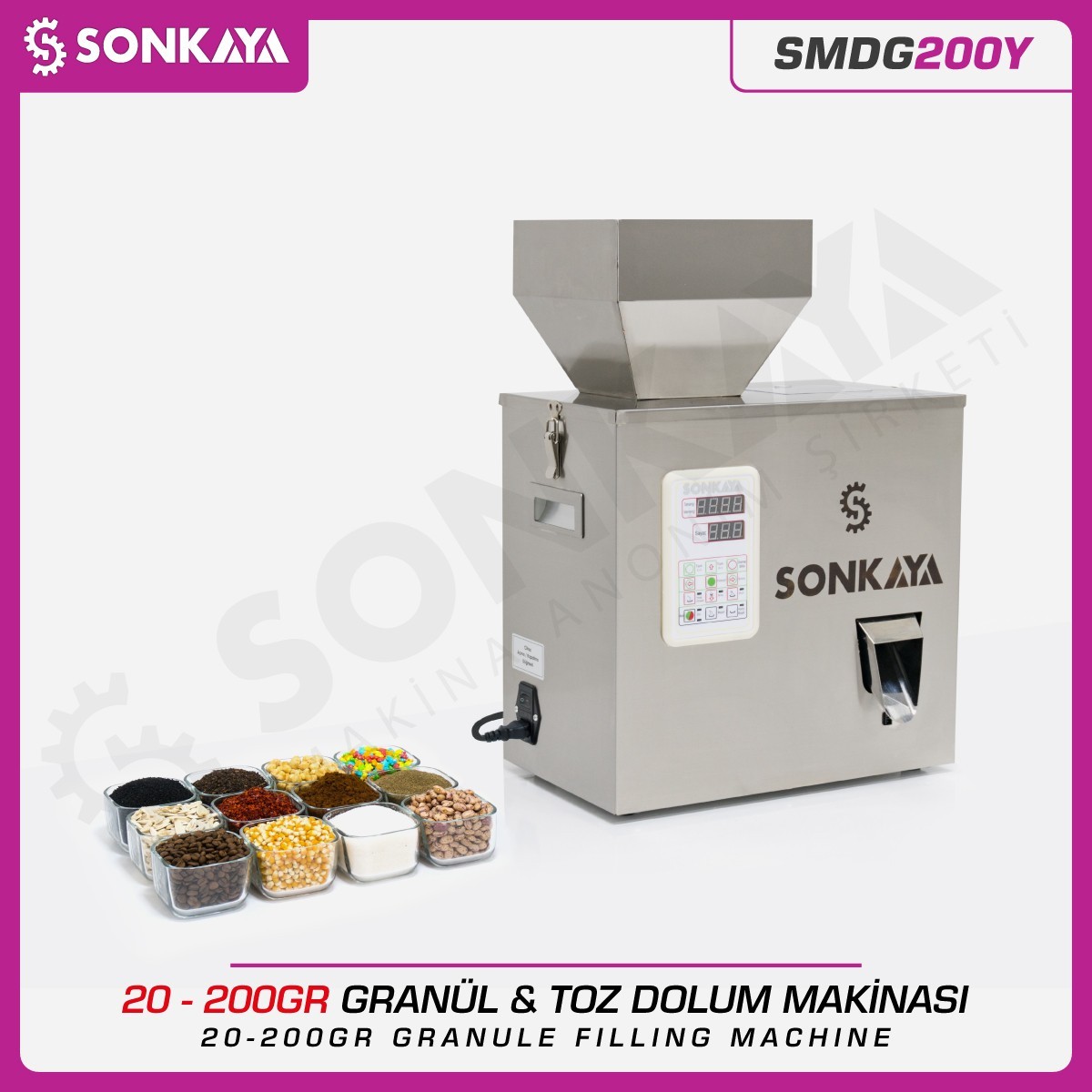 SMDG200Y 10-200gr Yarıotomatik Tartılı Granül & Toz Dolum Makinası